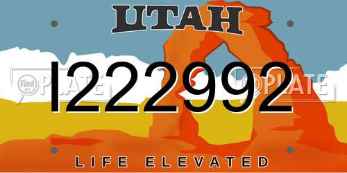 I222992 Utah License Plate