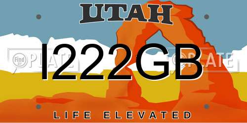 I222GB Utah License Plate