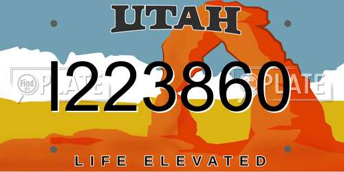 I223860 Utah License Plate