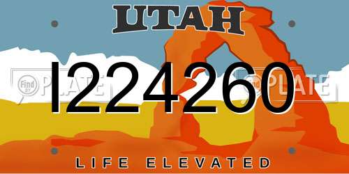 I224260 Utah License Plate