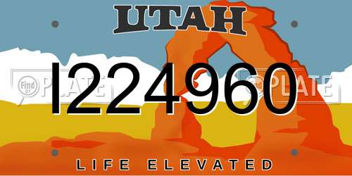 I224960 Utah License Plate