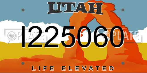 I225060 Utah License Plate