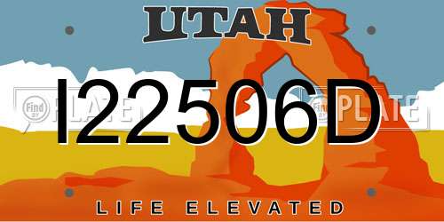 I22506D Utah License Plate