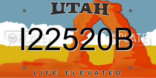 I22520B Utah License Plate