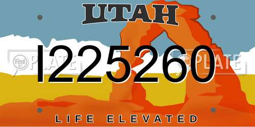 I225260 Utah License Plate