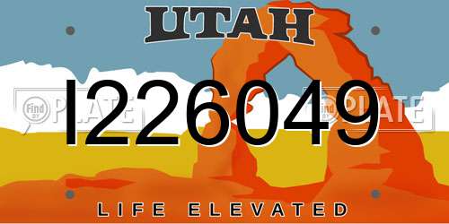 I226049 Utah License Plate