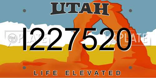I227520 Utah License Plate