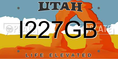 I227GB Utah License Plate