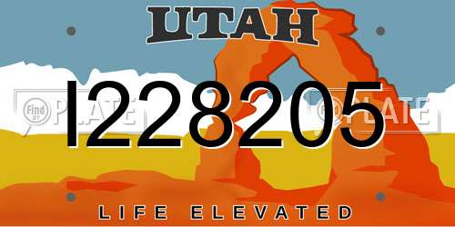 I228205 Utah License Plate