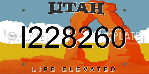 I228260 Utah License Plate