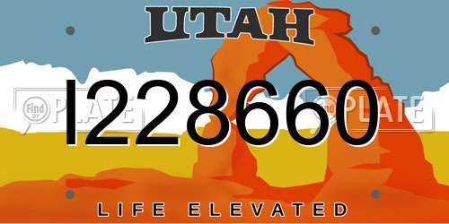 I228660 Utah License Plate