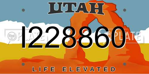 I228860 Utah License Plate