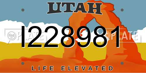 I228981 Utah License Plate