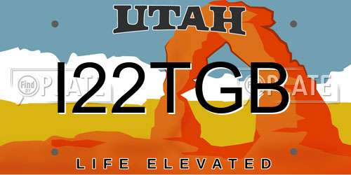 I22TGB Utah License Plate
