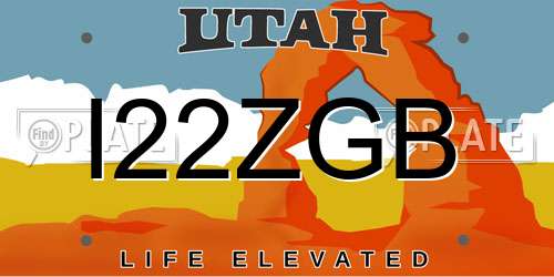 I22ZGB Utah License Plate