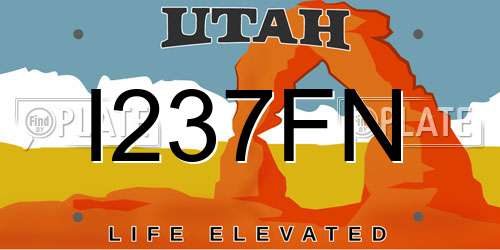 I237FN Utah License Plate