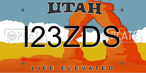 I23ZDS Utah License Plate