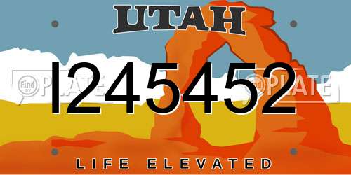 I245452 Utah License Plate