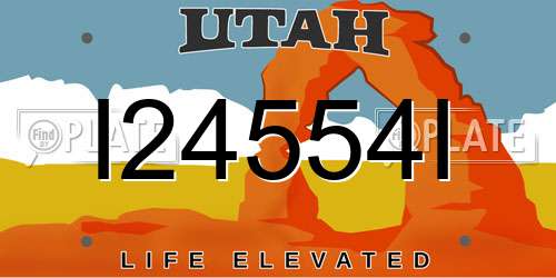 I24554I Utah License Plate