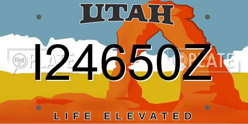 I24650Z Utah License Plate