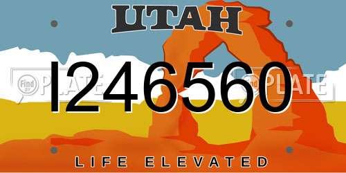 I246560 Utah License Plate