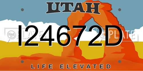 I24672D Utah License Plate