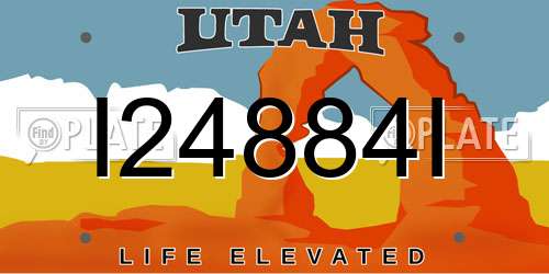I24884I Utah License Plate