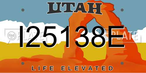 I25138E Utah License Plate