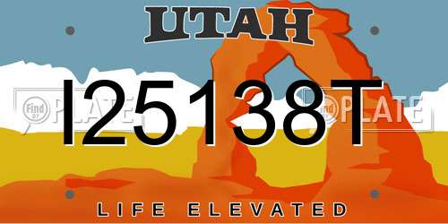 I25138T Utah License Plate