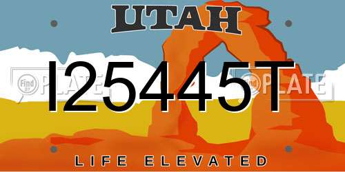 I25445T Utah License Plate