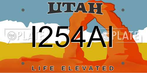 I254AI Utah License Plate