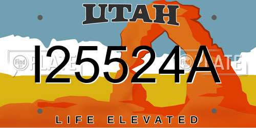 I25524A Utah License Plate