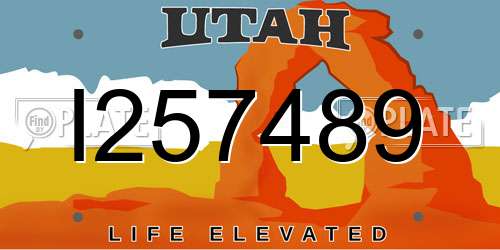 I257489 Utah License Plate