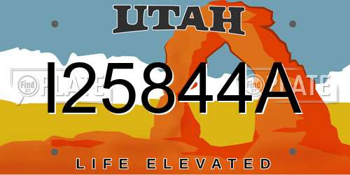 I25844A Utah License Plate