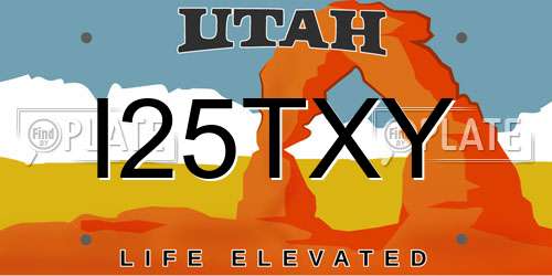 I25TXY Utah License Plate