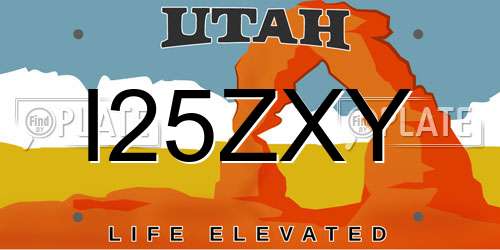 I25ZXY Utah License Plate