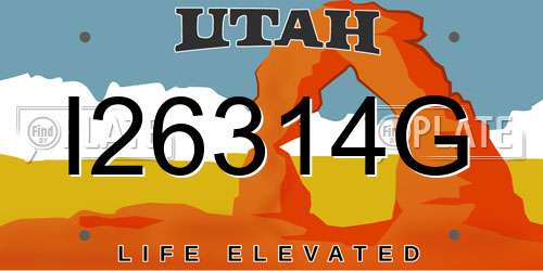 I26314G Utah License Plate