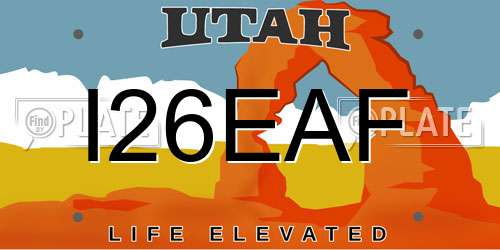 I26EAF Utah License Plate
