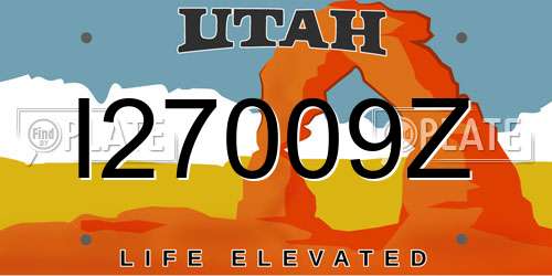 I27009Z Utah License Plate
