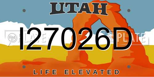 I27026D Utah License Plate