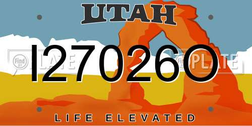 I27026O Utah License Plate