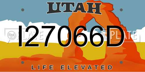 I27066D Utah License Plate