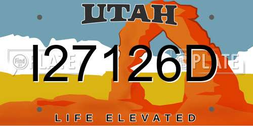 I27126D Utah License Plate