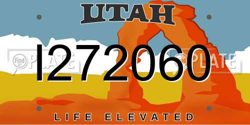 I272060 Utah License Plate