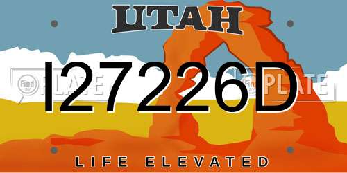 I27226D Utah License Plate