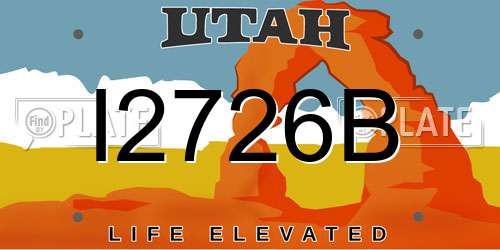 I2726B Utah License Plate
