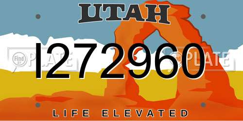 I272960 Utah License Plate
