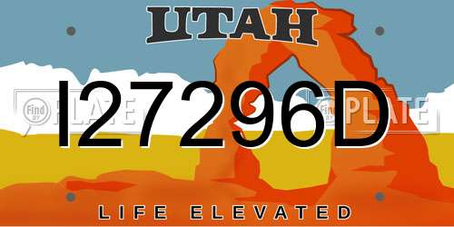 I27296D Utah License Plate