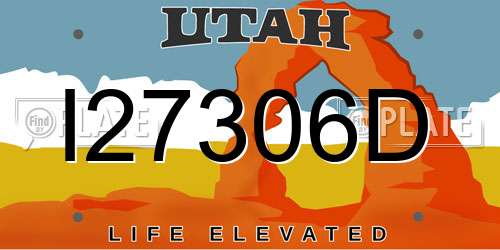 I27306D Utah License Plate
