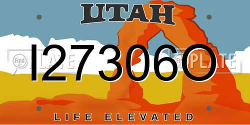 I27306O Utah License Plate